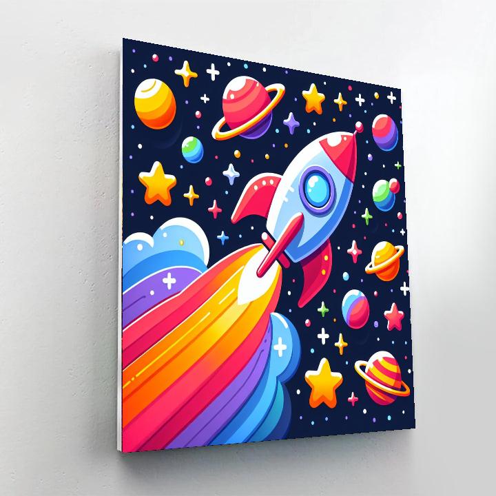 Rocket Ship To The Stars Painting Number Kit