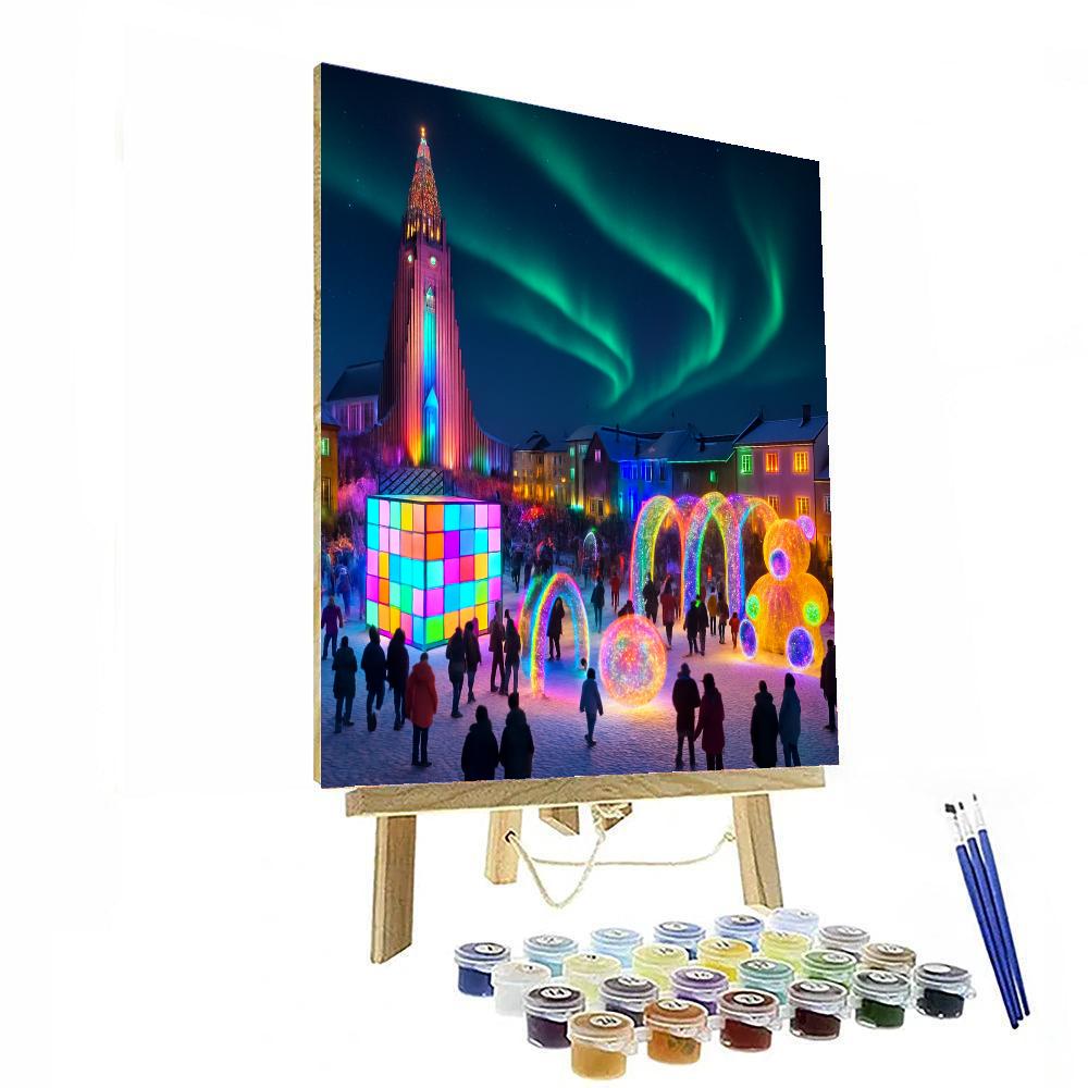 Winter Light Festival - Reykjavik Paint By Numbers Art