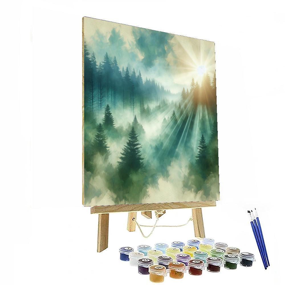 Misty Forest Morning Painting By Numbers Kit