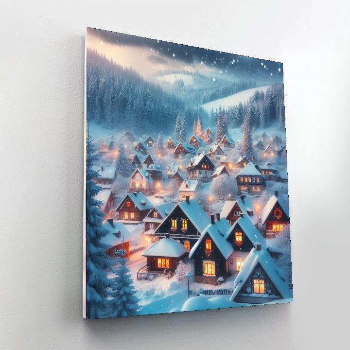 Northern Village Snowfall Painting By Numbers Kit