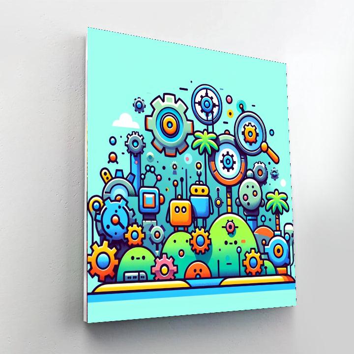 Robot Island Paint By Numbers Art