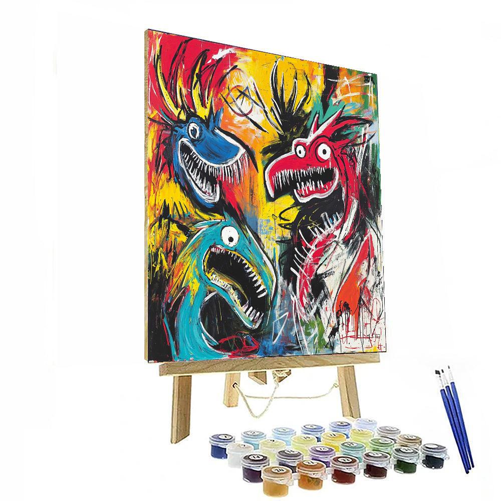 Jean-Michel Basquiat Inspired Contemporary Mythical Creatures  Paint By Numbers Kits