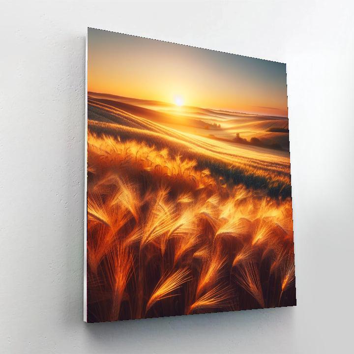 Golden Wheatfield Sunrise Number Painting