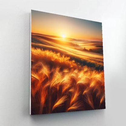 Golden Wheatfield Sunrise Number Painting