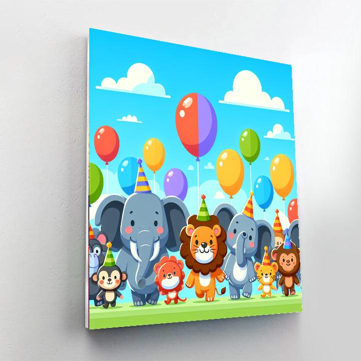 Lively Parade Of Animals Paint By Numbers Art