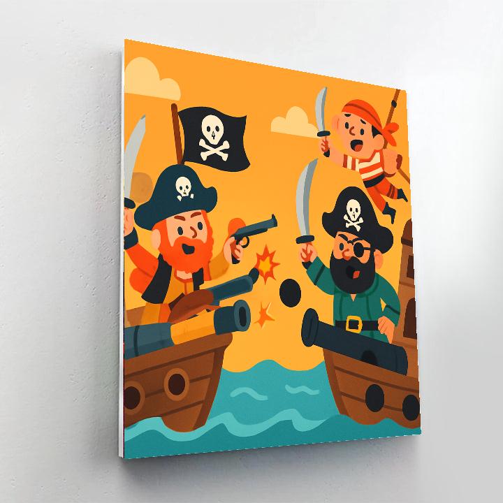 Seaside Pirate Battle DIY Paint By Numbers