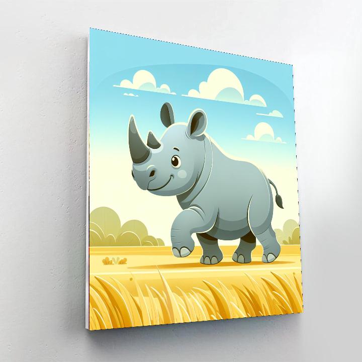 Roaming Rhinoceros Paint By Numbers Art
