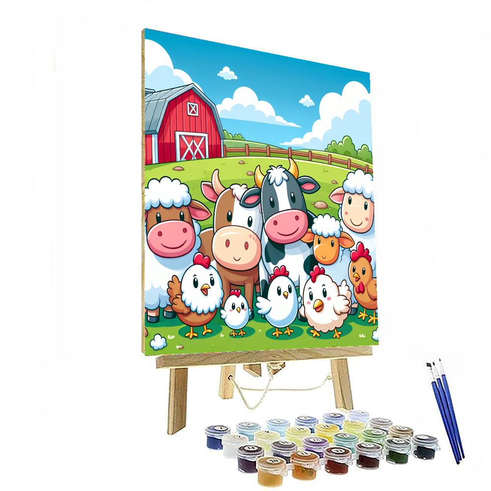 Friendly Farmyard Scene Painting By Numbers Kit