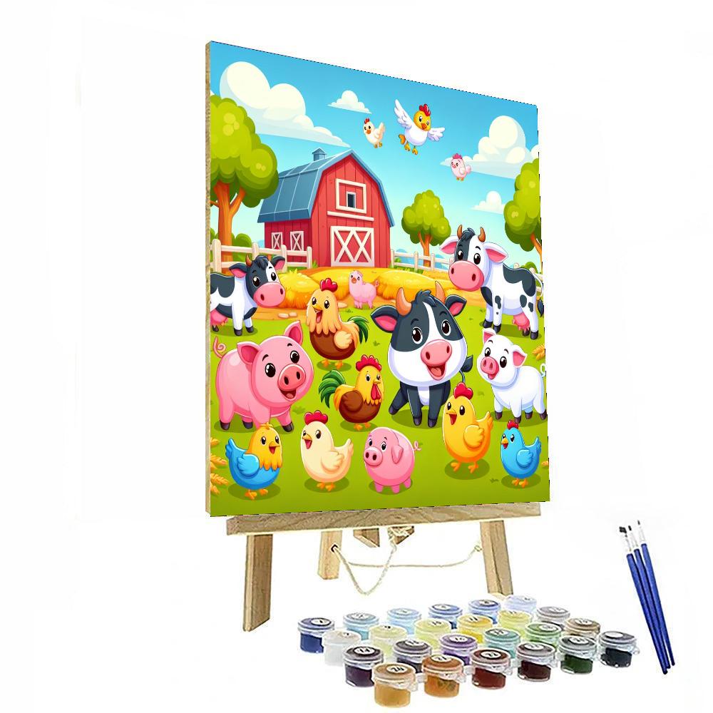 Animal Adventures At The Farm Painting Number Kit