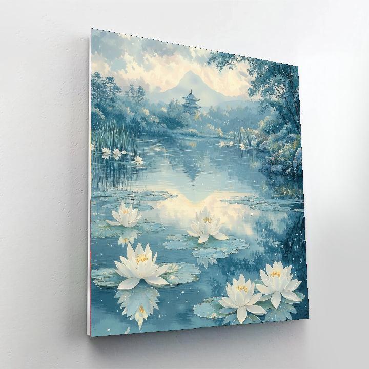 Utagawa Hiroshige Inspired Dancing Water Lilies  Number Painting
