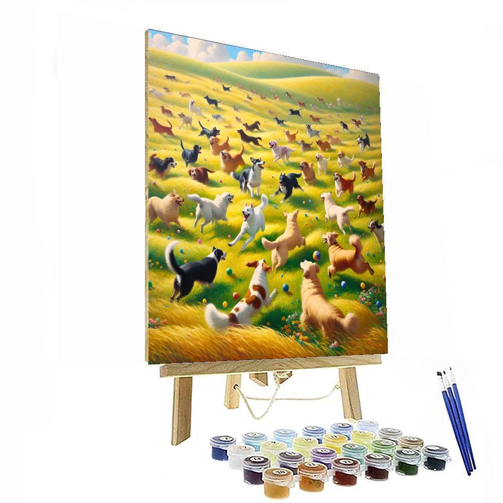 Dog's Playful Meadow Painting By Numbers Kit