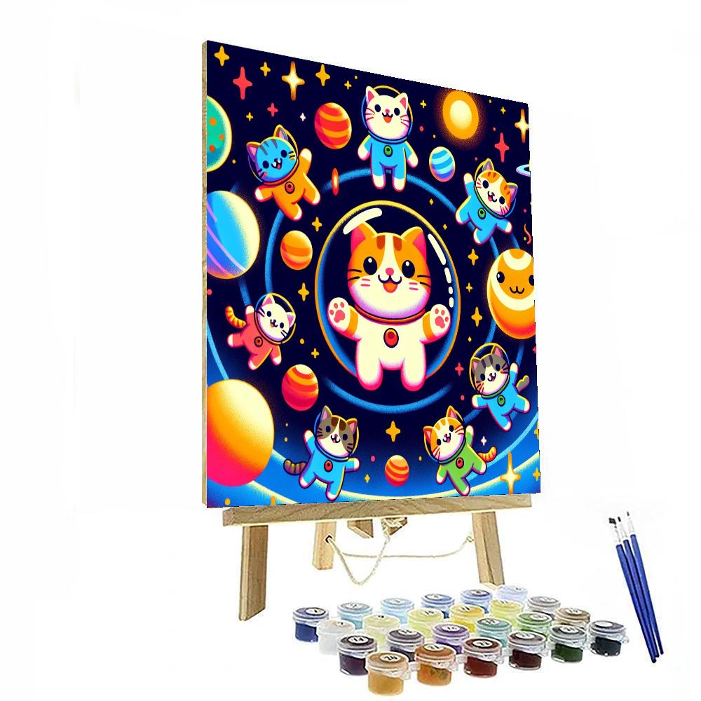Galactic Kittens Adventure Number Painting