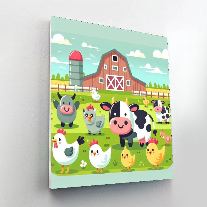 Energetic Farmyard Fun Paint By Numbers Art