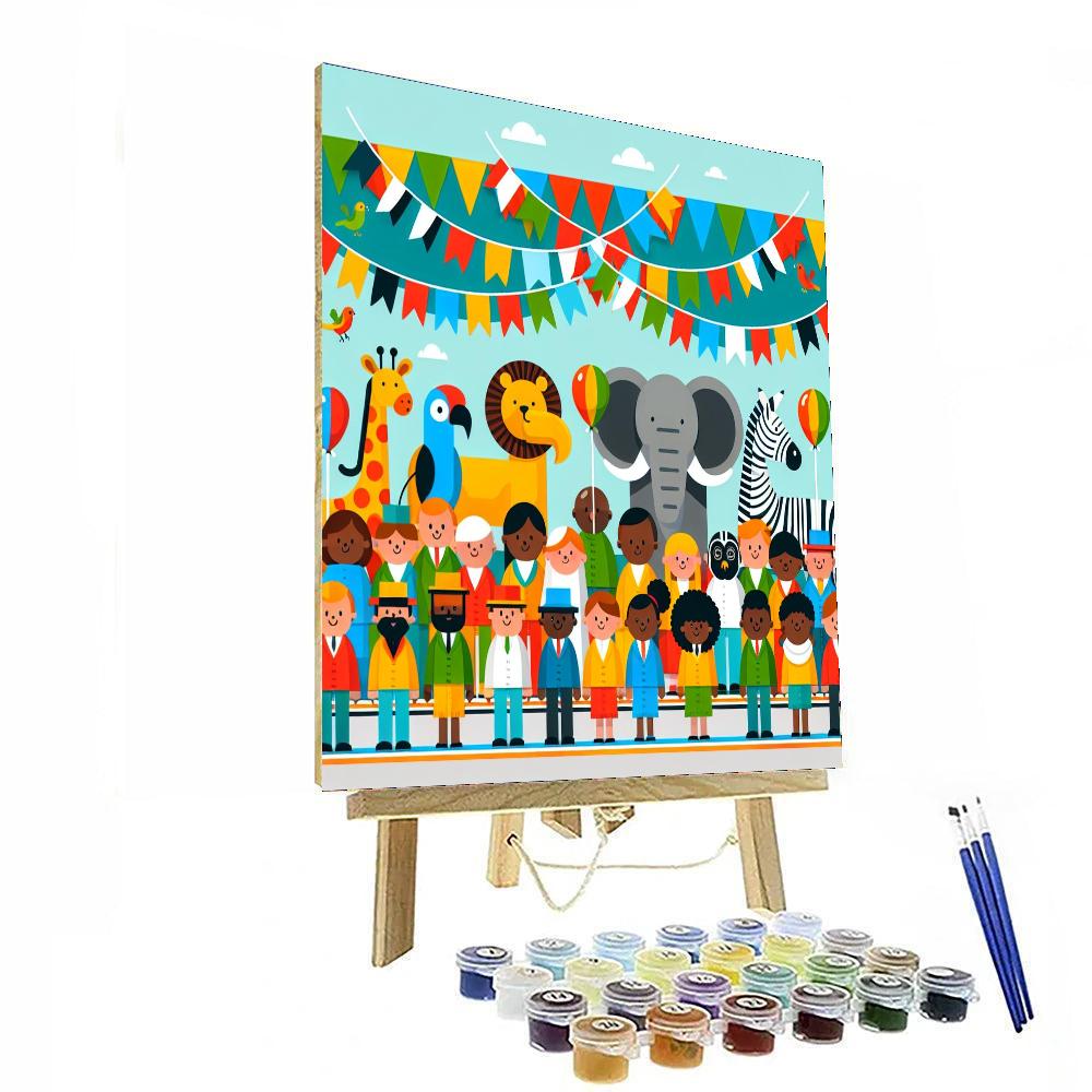 Playful Parade Of Pals Paint By Numbers Art