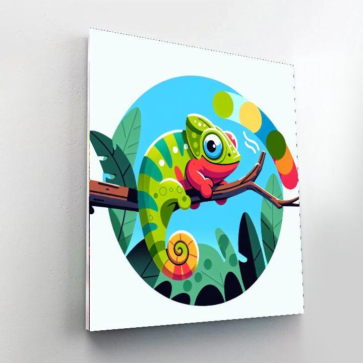 Cheerful Chameleon Challenge Paint By Numbers Art