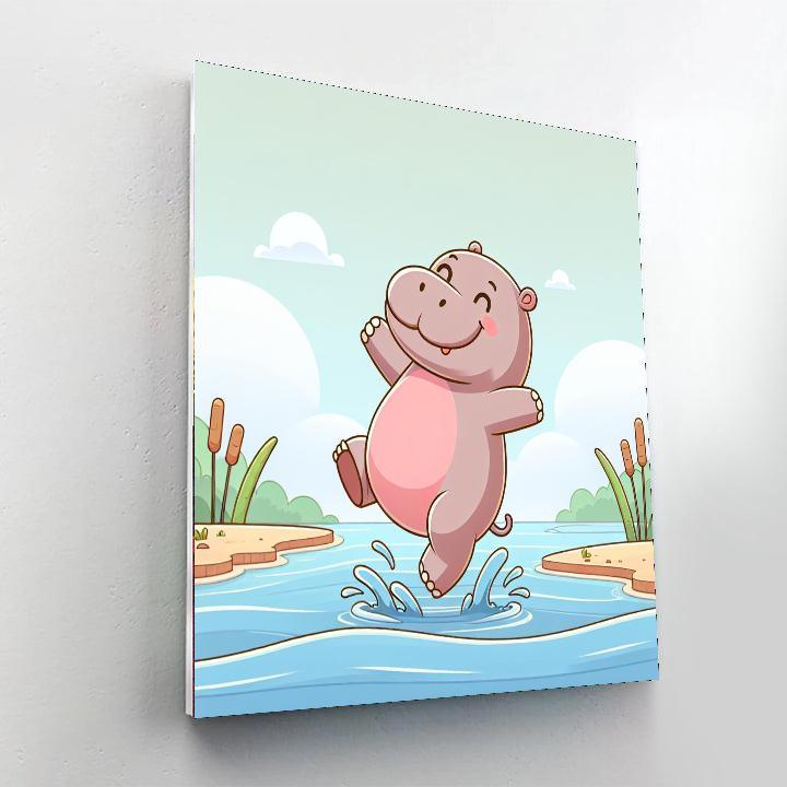 Happy Hippo's River Dance Painting Number Kit