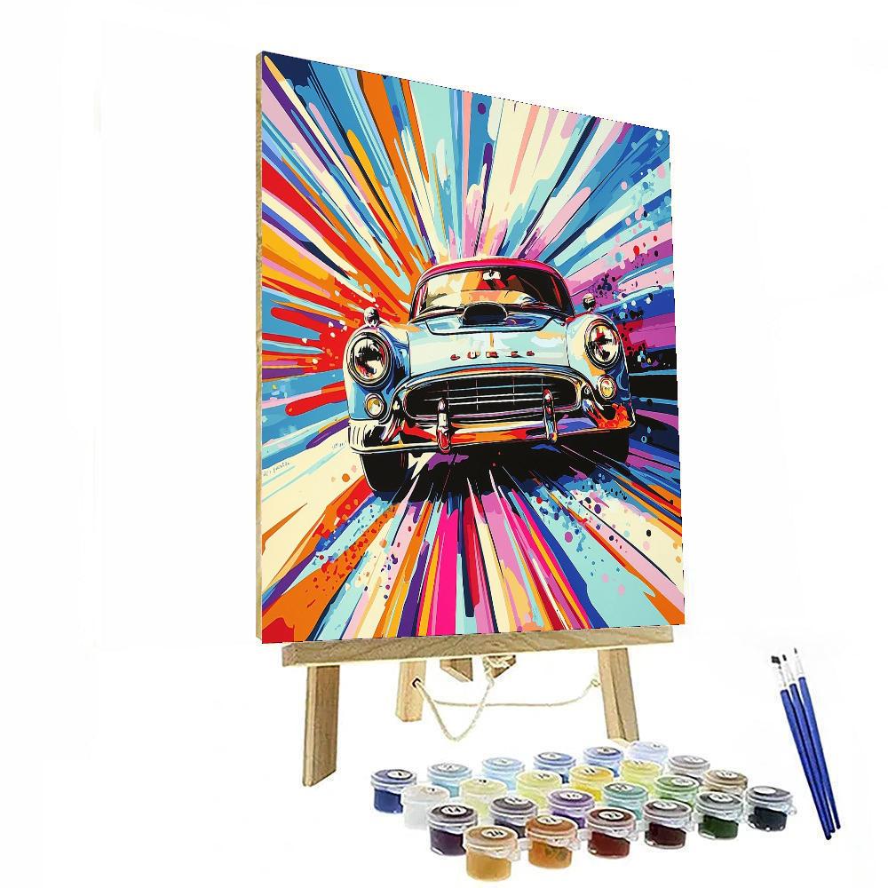Andy Warhol Inspired Vintage Automobile Charm  Painting Number Kit