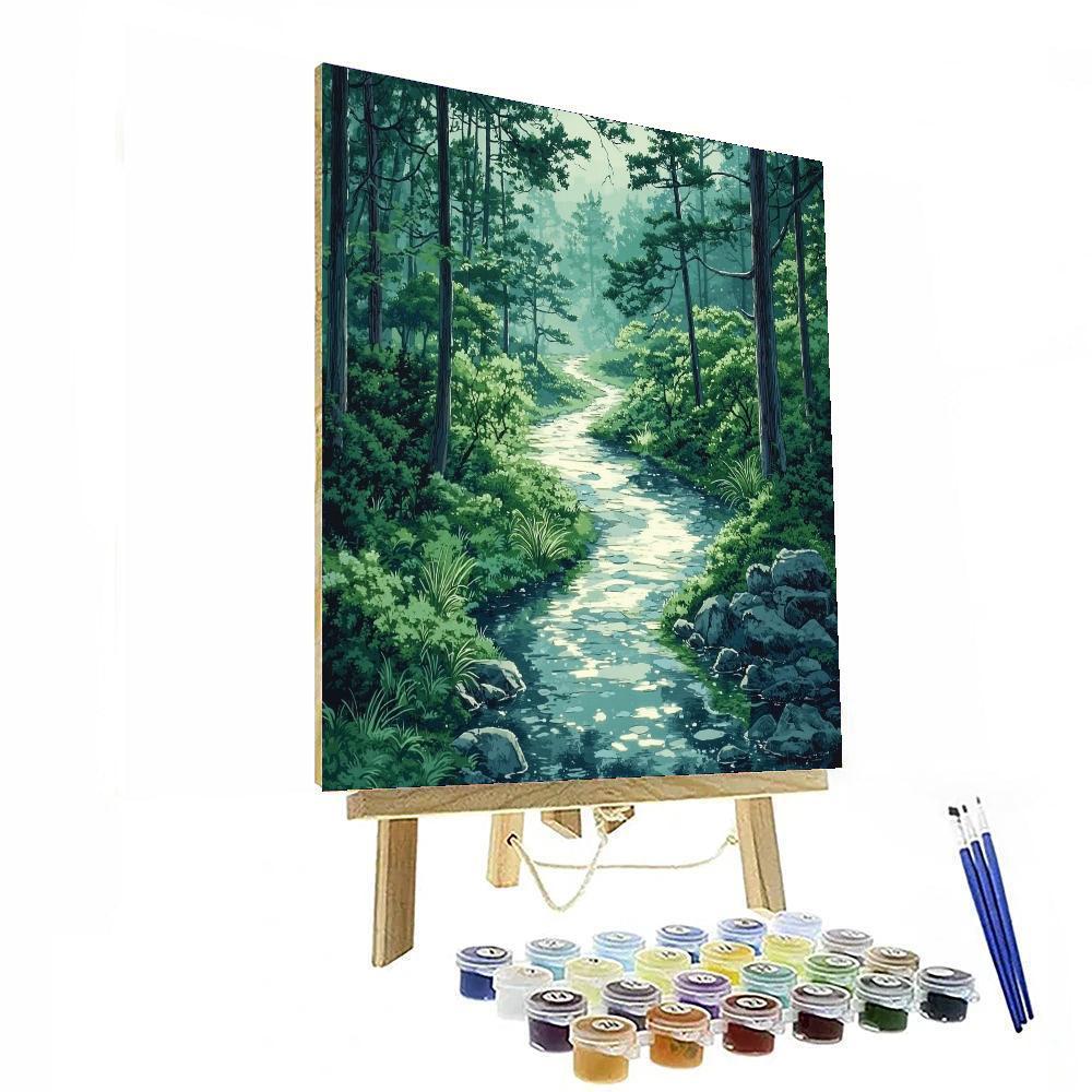 Utagawa Hiroshige Inspired Pathway To Serenity  Number Painting