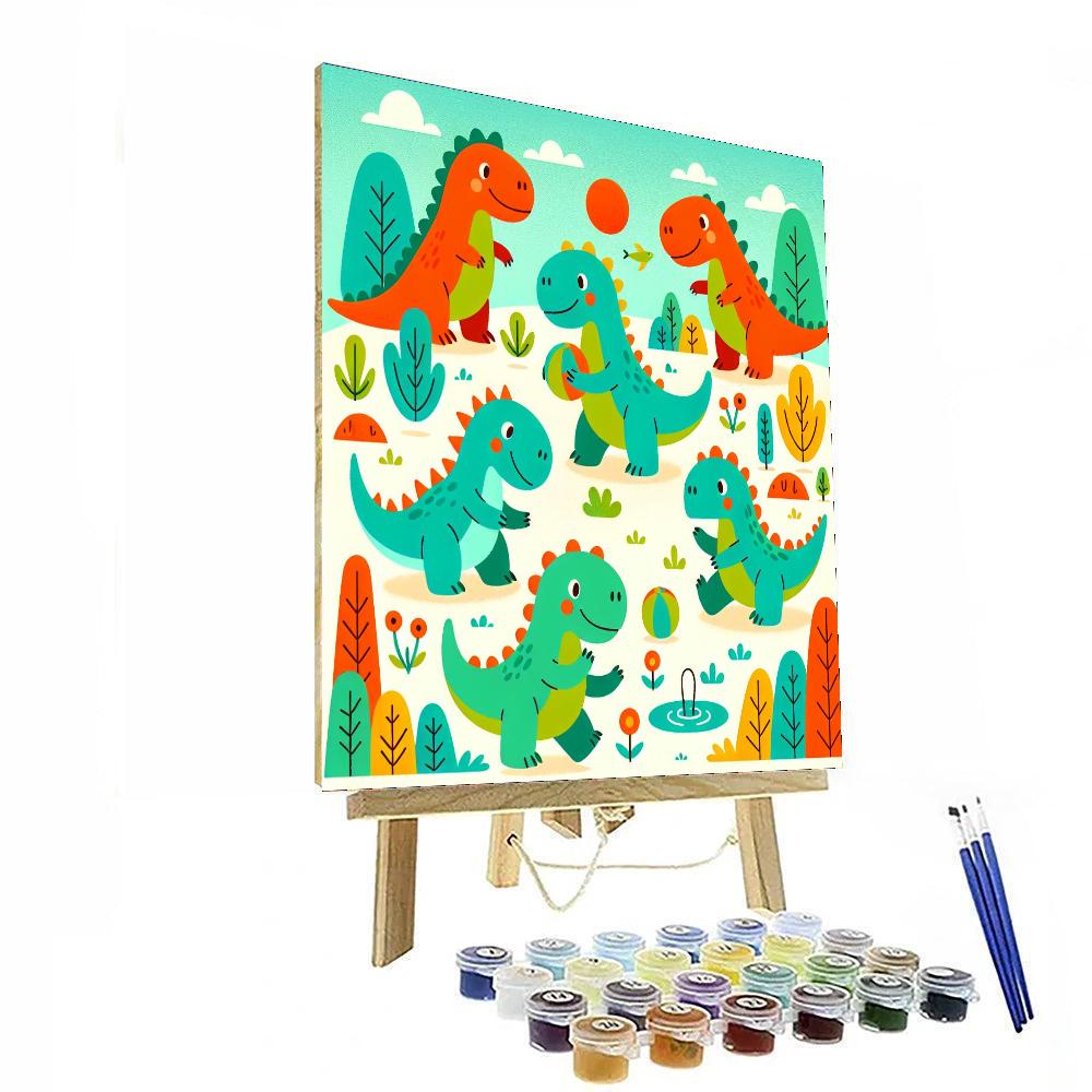Incredible Dinosaur World Number Painting