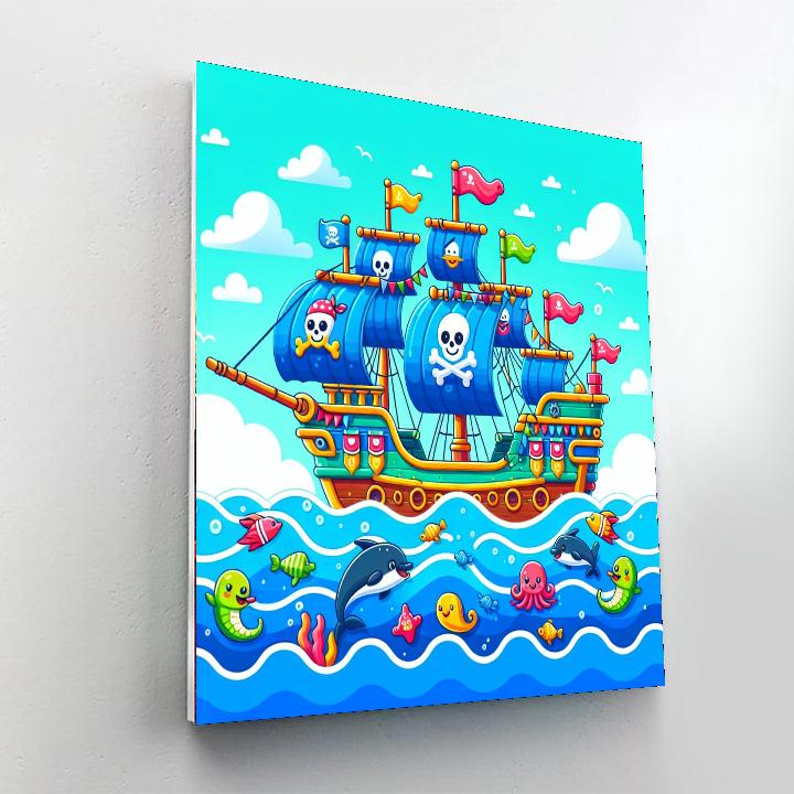 Whimsical Pirate Ship DIY Paint By Numbers