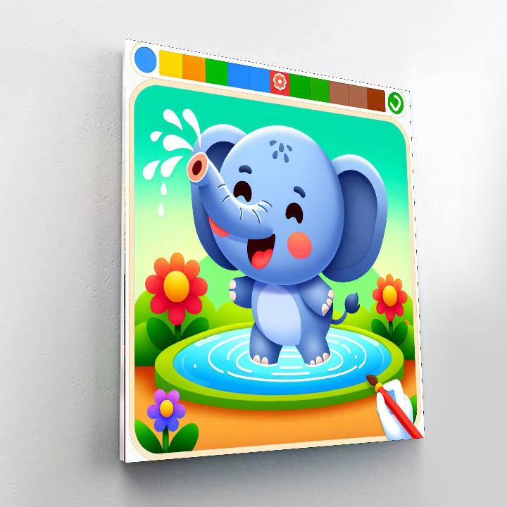 Joyful Elephant Splash Paint By Numbers Art