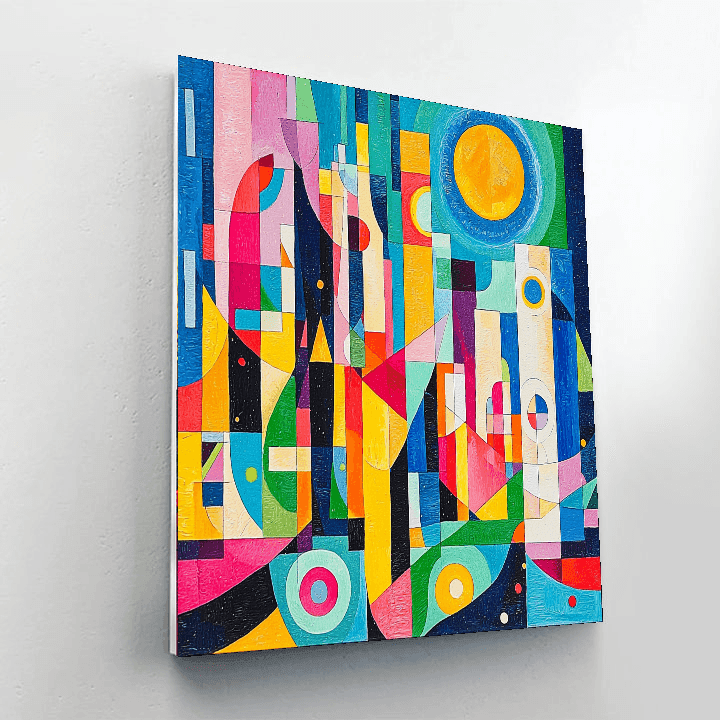 Wassily Kandinsky Inspired Futuristic Cityscape Illusion  Number Painting