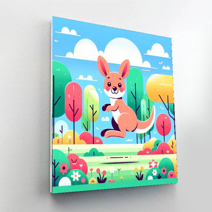 Energetic Bouncing Kangaroo Numbered Painting Kits