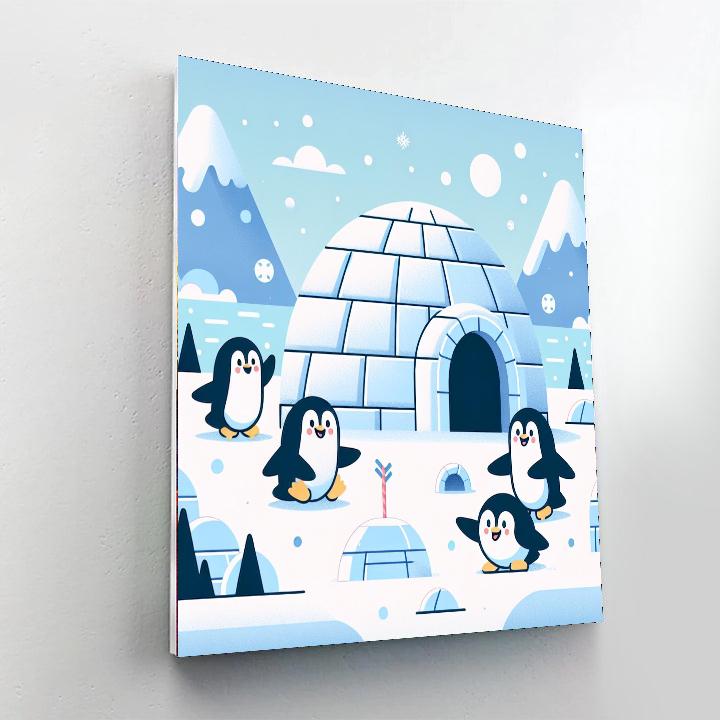 Penguin Igloo Adventure Paint By Numbers Art