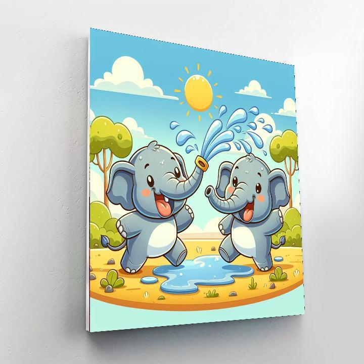 Excited Elephants Paint By Numbers Art