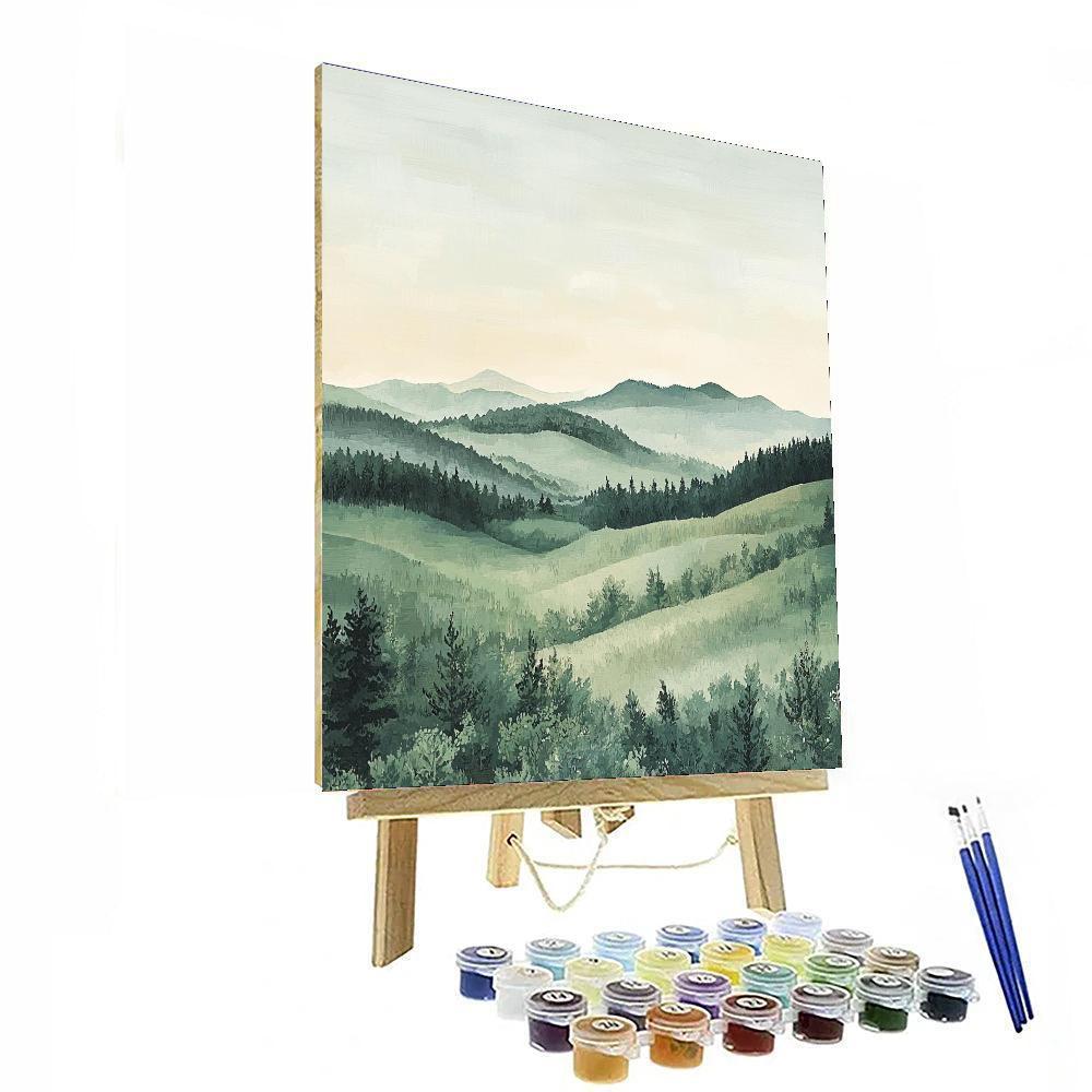 Georges Seurat Inspired Misty Hills  Paint By Numbers Art