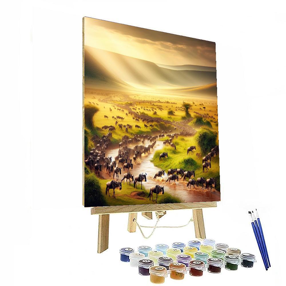 Masai Mara Wildebeest Migration - Kenya DIY Paint By Numbers