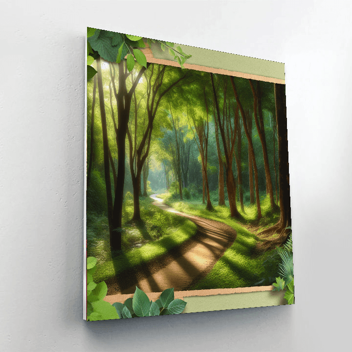 Lush Green Forest Trail Painting By Numbers Kit