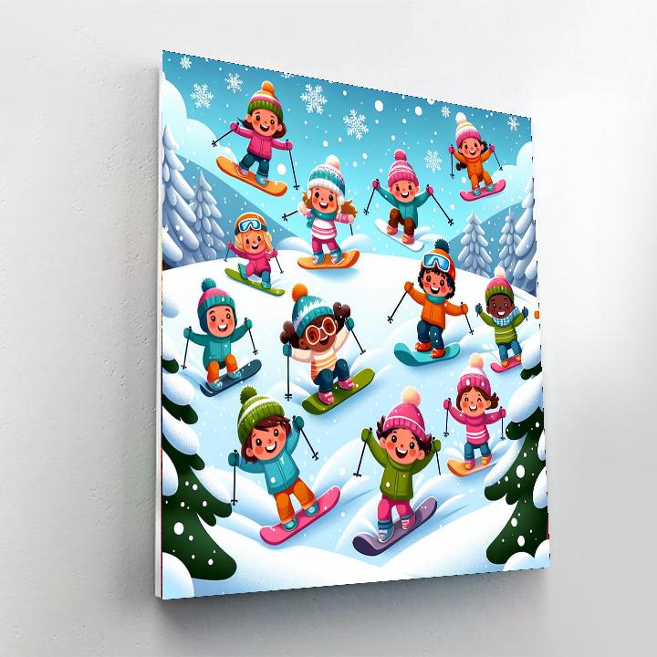 Winter Sports Fun Paint By Numbers Art