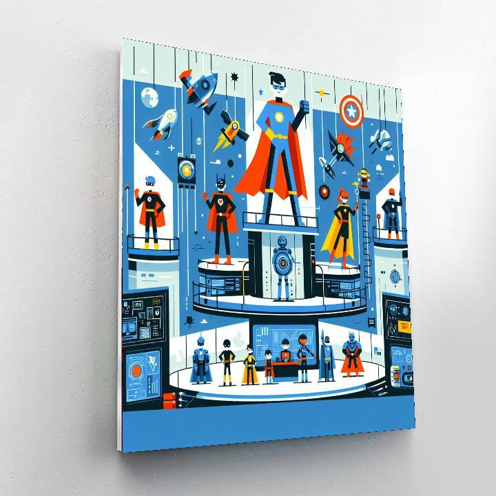 Superheroes' Headquarters Numbered Painting Kits