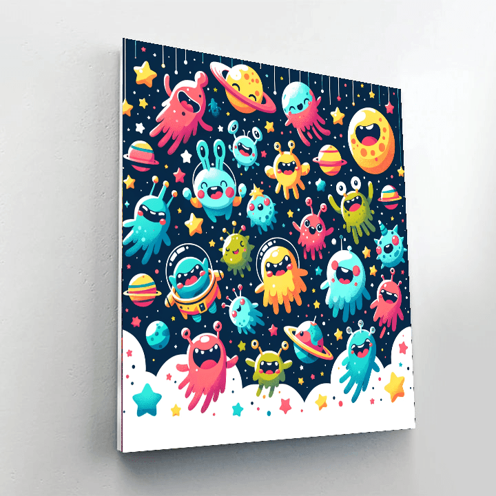 Whimsical Space Creatures Painting Number Kit