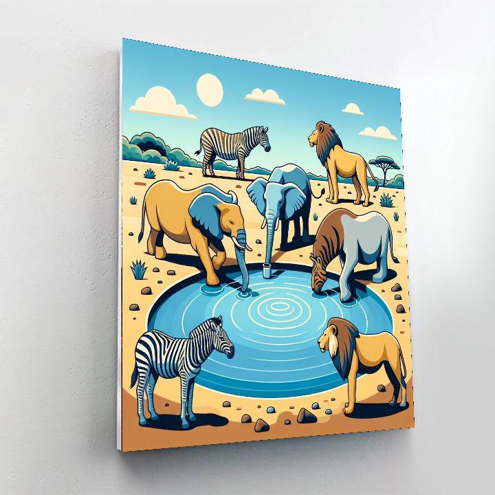 Safari Splash Paint By Numbers Art
