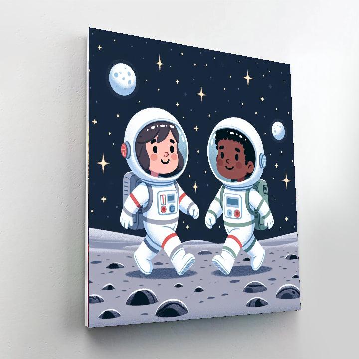 Moonlit Space Walk Paint By Numbers Art