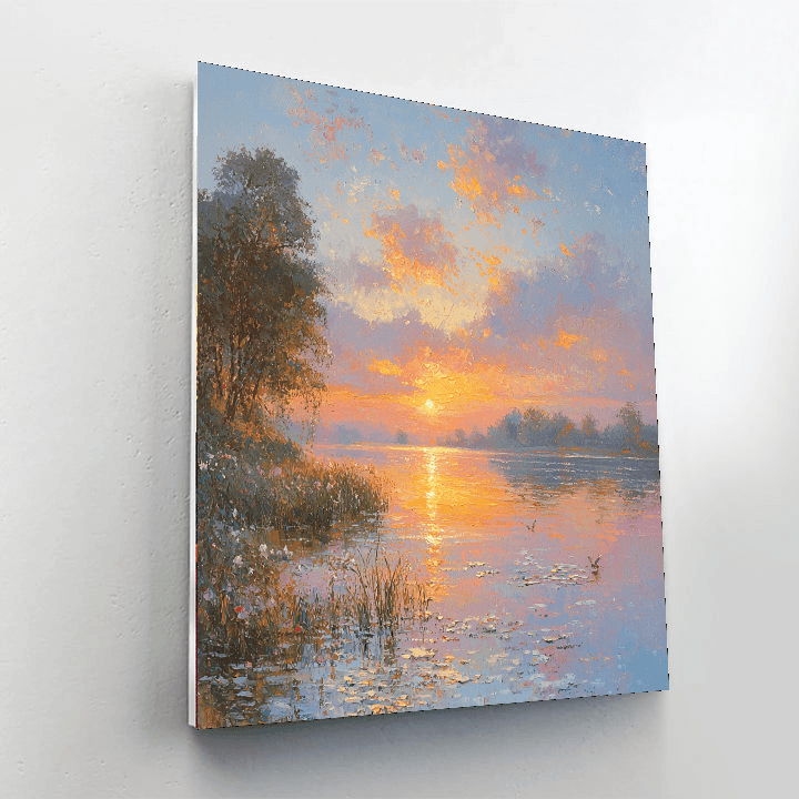 J.M.W. Turner Inspired Romantic Sunset Over the Lake - DIY Painting By Numbers Kit