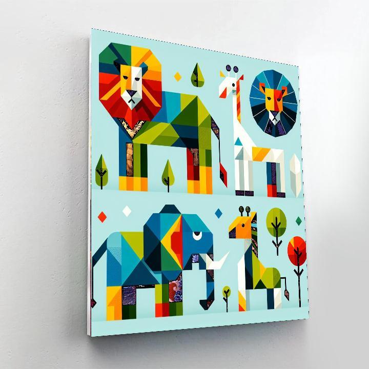 Colorful Geometric Animals Painting By Numbers Kit