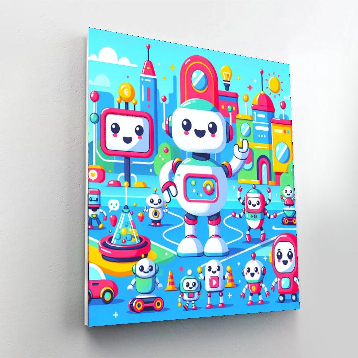 Adventurous Robot Rally Paint By Numbers Art