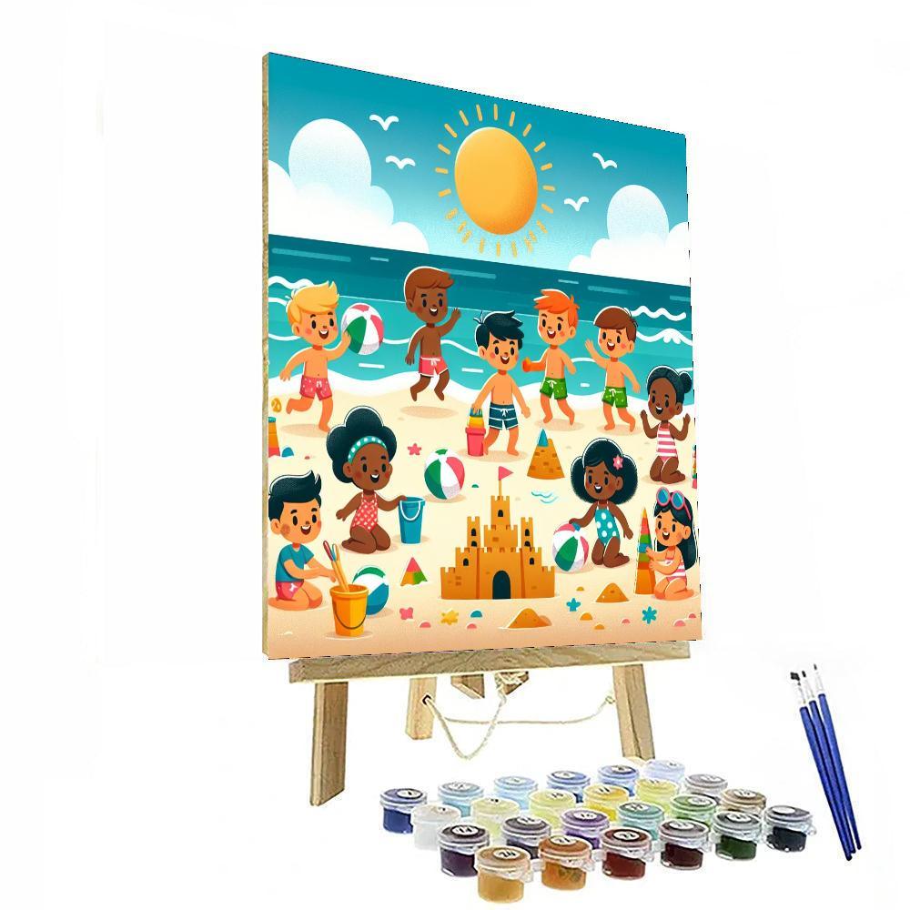 Lively Beach Scene Painting By Numbers Kit