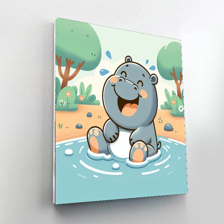 Funny Hippo Paint By Numbers Kits