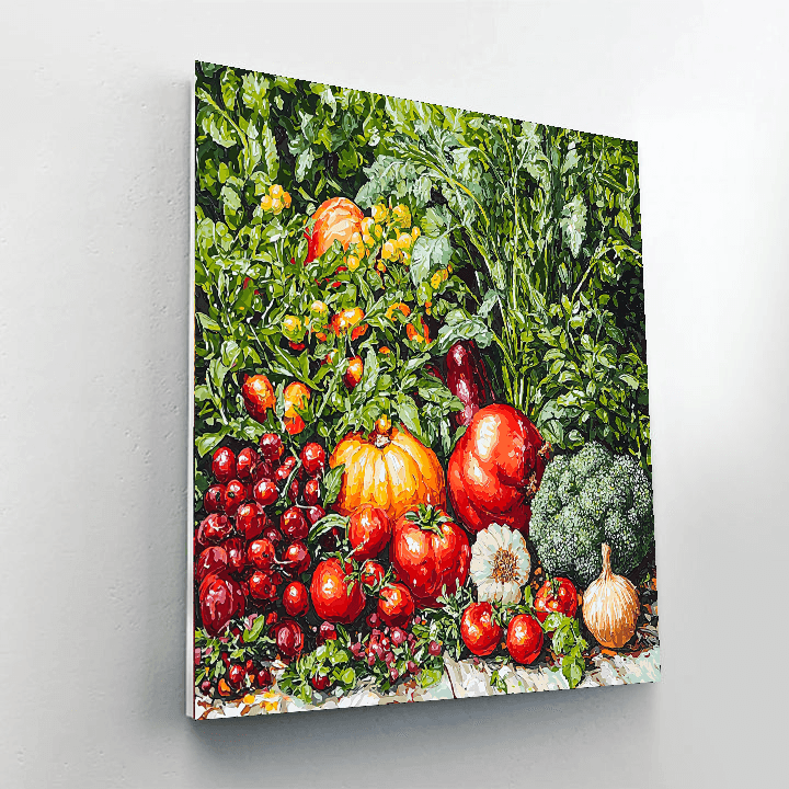 Chardin Inspired Vibrant Veggie Patch  Number Painting