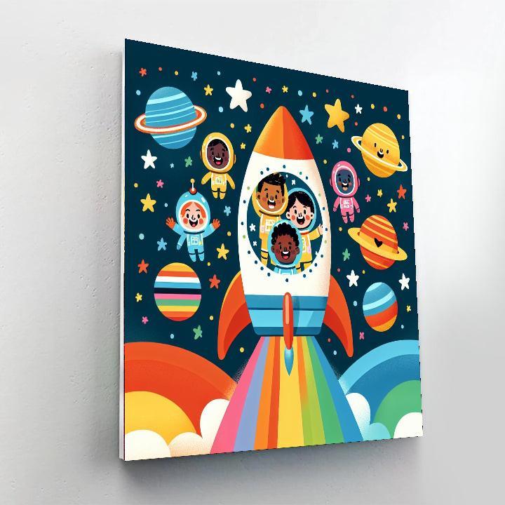 Rainbow Rocket Rescue Paint By Numbers Art
