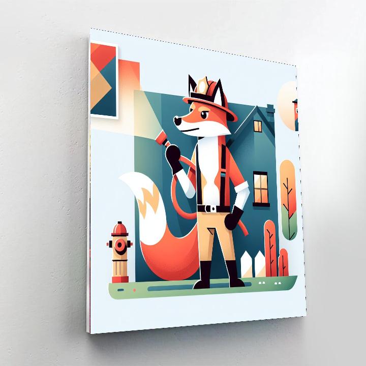 Courageous Firefighter Fox Painting Number Kit