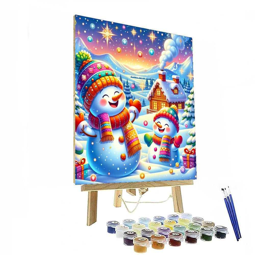 Sparkling Snowy Scene Paint By Numbers Art
