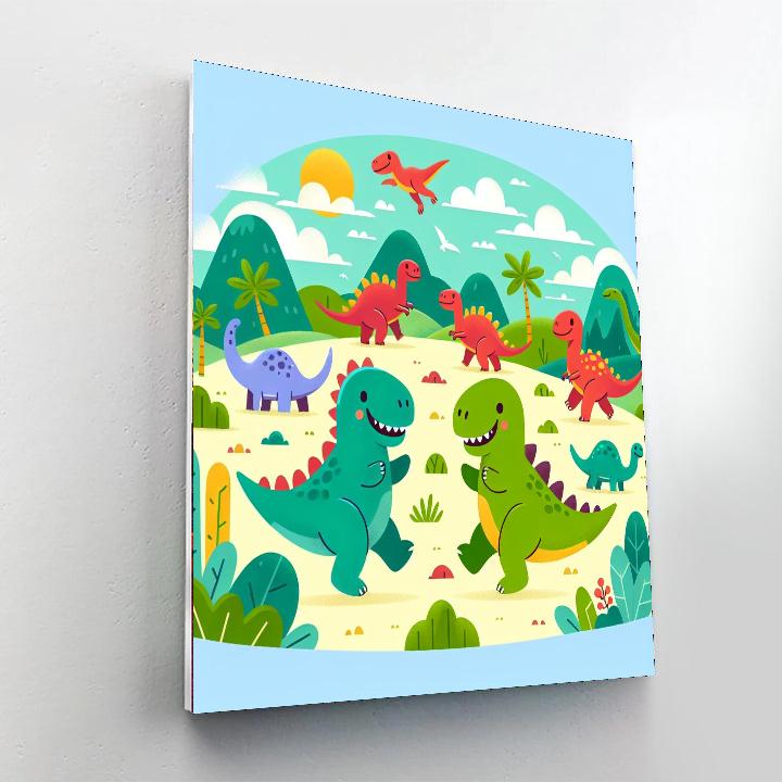Friendly Dino World Painting Number Kit