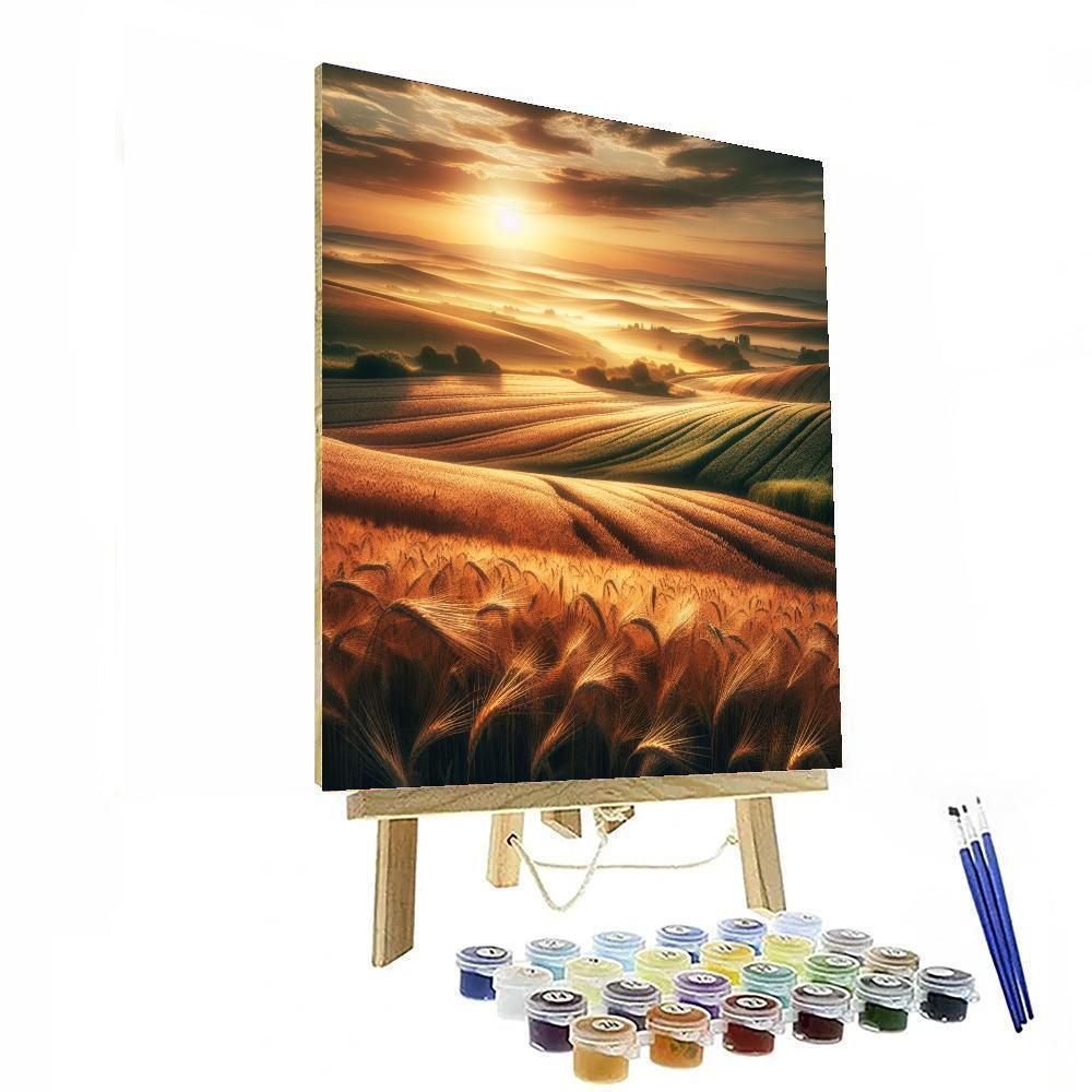Golden Wheat Fields At Dawn Numbered Painting Kits