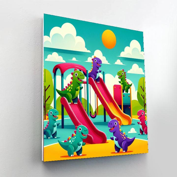 Joyful Dinosaur Playground Paint By Color