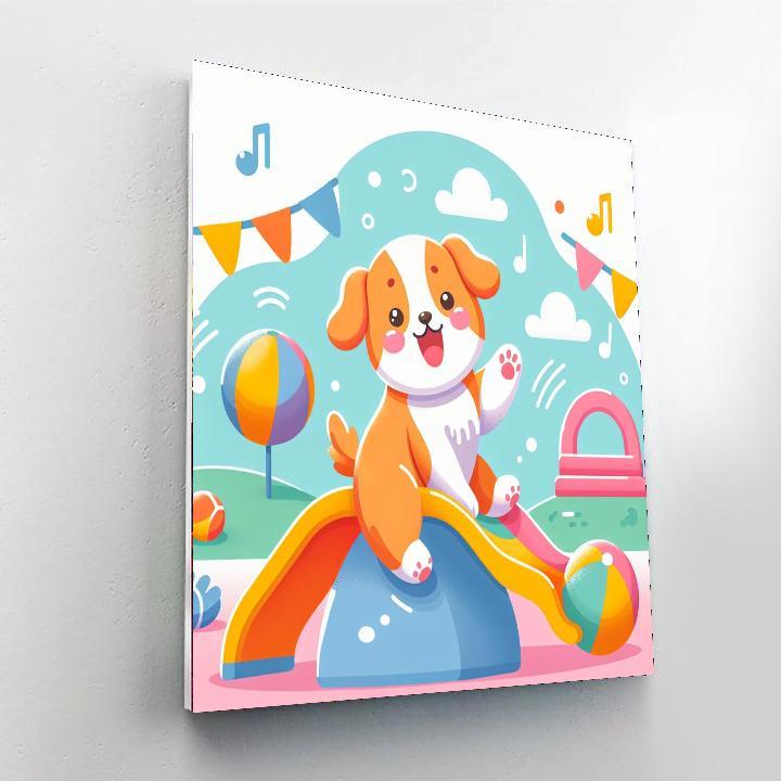 Puppy's Playground Paint By Numbers Art